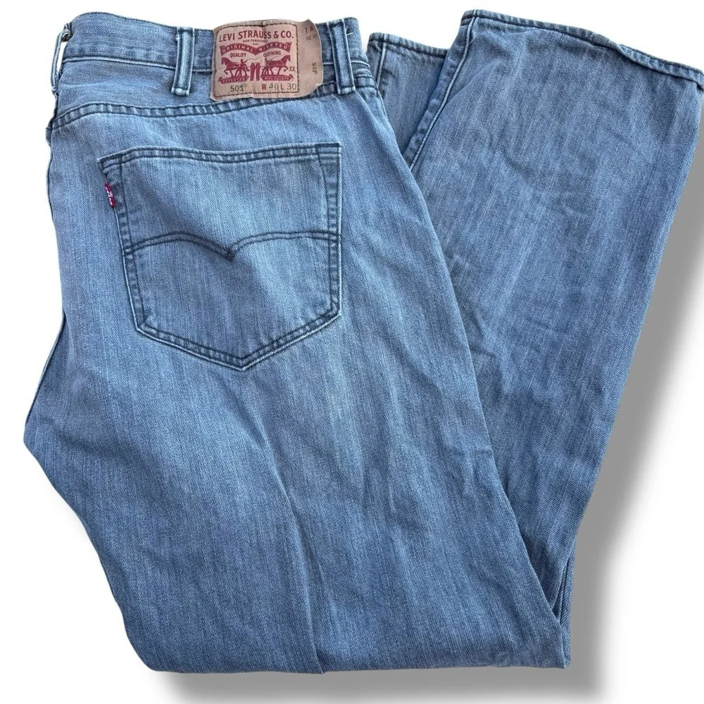 Levi’s 501 Men’s Button Fly Jeans GRAY Denim Straight Leg 40 X 30